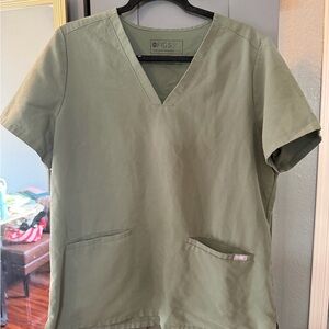 FIGS Olive Green V-Neck Scrub Top